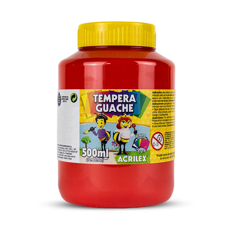 Tinta guache Vermelho 500ml 507 Acrilex em Oferta na Shopee