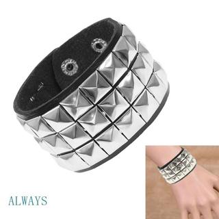 ALW Pulseira Quadrada Cravejada Punk Exclusiva Rebite