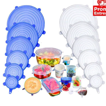 Kit 24 Tampas Panela Silicone Universal Reutilizável Elástica Tampas Silicone Cozinha Geladeira — imagem 1