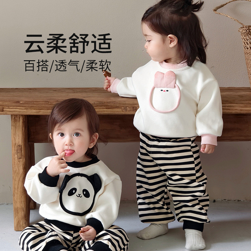 Meninas terno roupas de outono 2025 novo estilo moda bebê moletom calças de bebê primavera outono crianças roupas terno
