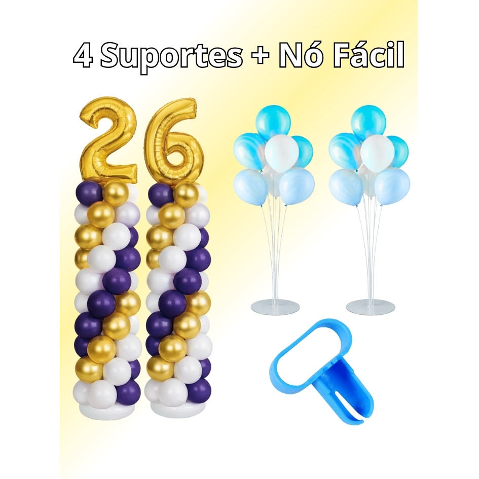 Kit Suporte de Balão com Nó Fácil 1,75m e 70cm Decoração Festa Aniversário Eventos em Oferta na Shopee