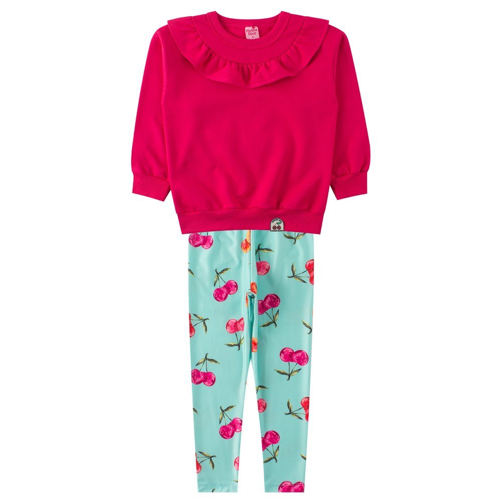 Conjunto Infantil Feminino Moletom Peluciado/Suplex Sublimado Cherry - Menina Doce em Oferta na Shopee