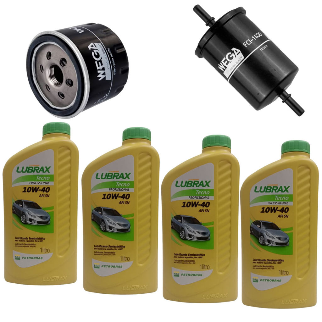 Kit Revisão 4 Litros Óleo Lubrax 10W40 + Filtros Óleo e Combustível Logan e Sandero 1.0 12V 3cc 2017 em Diante em Oferta na Shopee