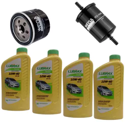 Kit Revisão 4 Litros Óleo Lubrax 10W40 + Filtros Óleo e Combustível Logan e Sandero 1.0 12V 3cc 2017 em Diante