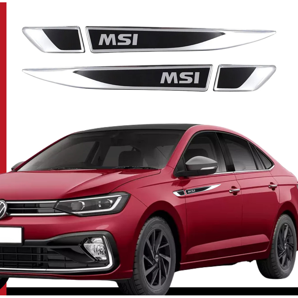 Kit Aplique Lateral Adesivo Vw Branco Msi Resinado Polo Virtus Gol Voyage Saveiros