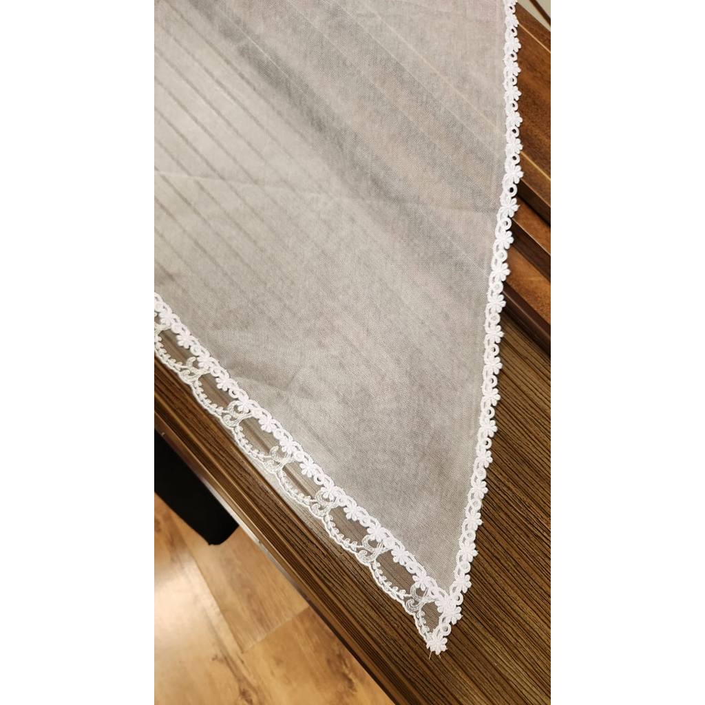 Véu de Algodão Renda Estreita Com Detalhes de Organza 327 + Porta Véu de brinde