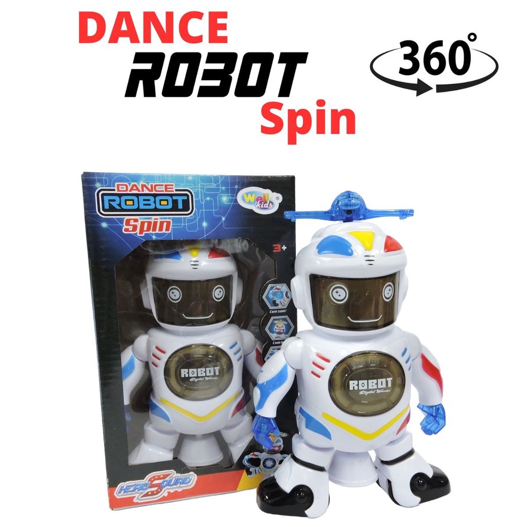 Robô Dançarino Brinquedo Hélicede Led Coloridos e Música Infantil Robo Com Som e Luz 20CM