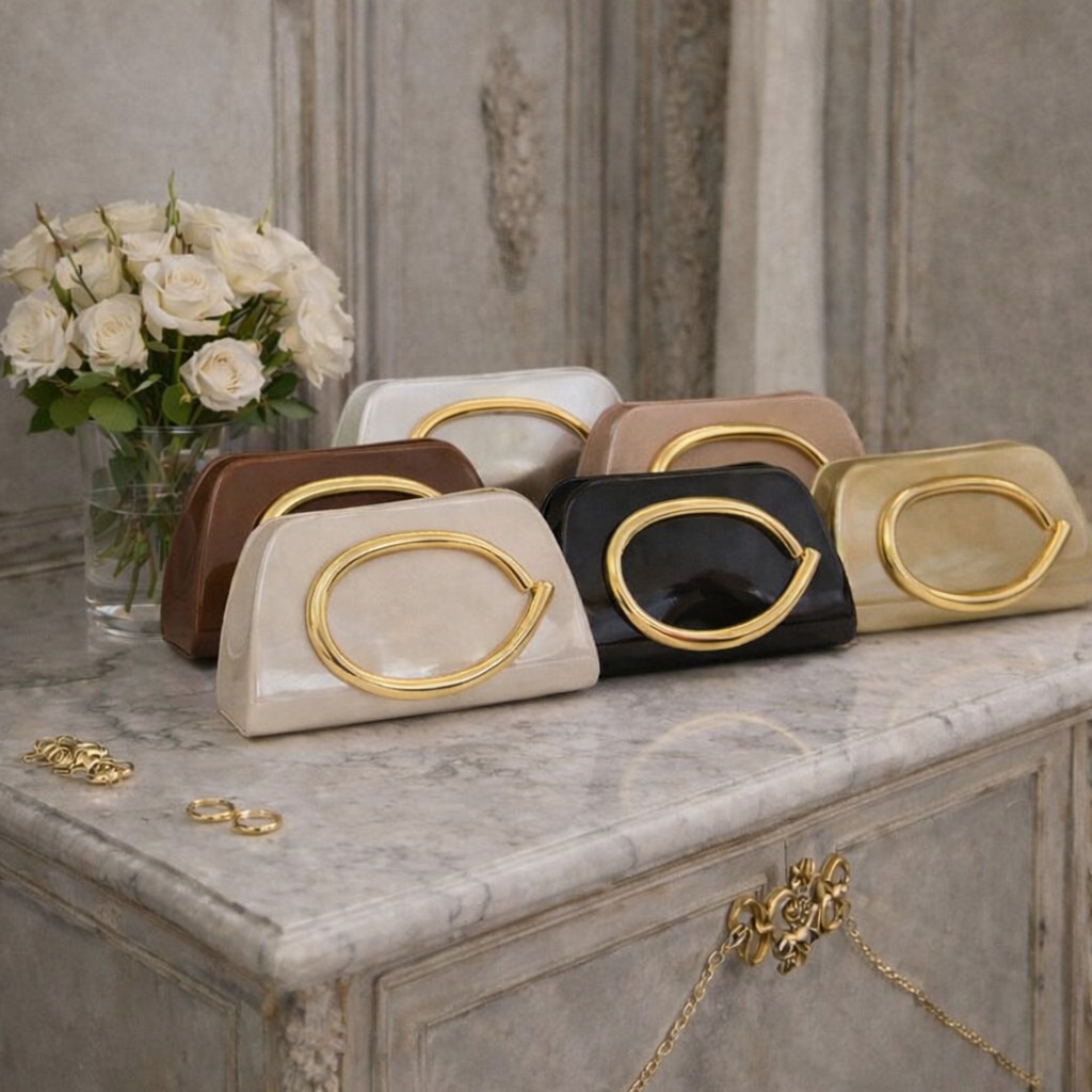 Bolsa Feminina de Festa Clutch Luxo Elegante com Alça Corrente Dourada