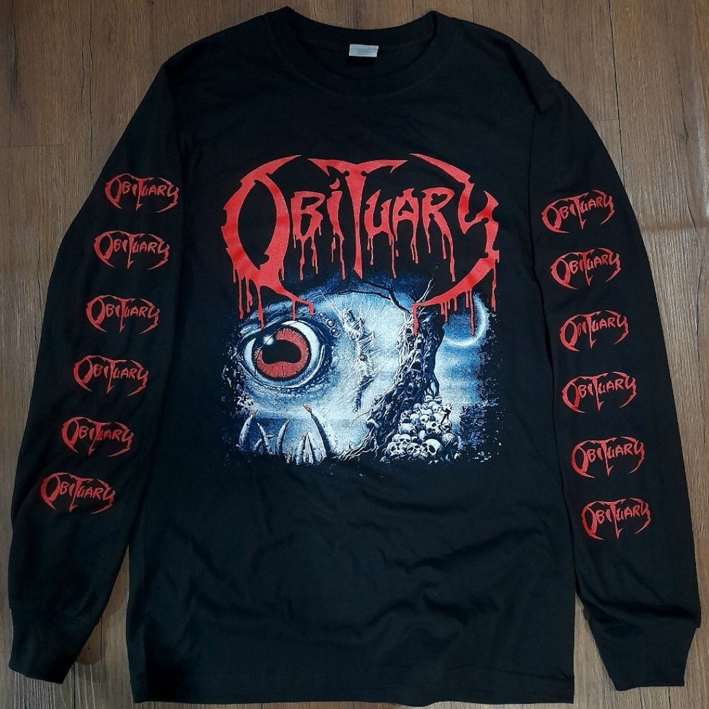 Manga Comprida Causa Da Morte/Faixa Kaos/Música Longa 100 % Algodão Premium Camiseta 0203