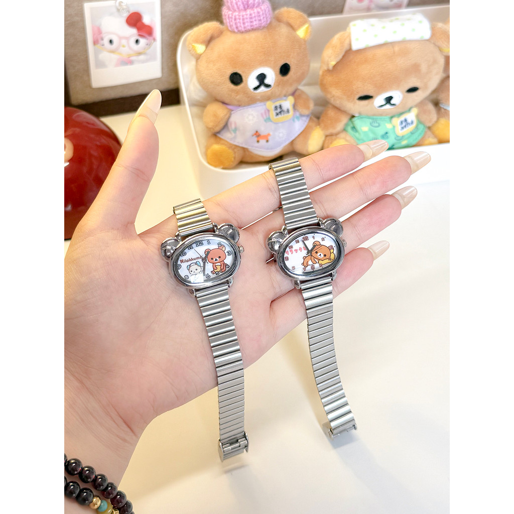 relogio masculino Rilakkuma relógio feminino estudante relógio de pulso banda aço relógio de pulso mudo relógio de quart