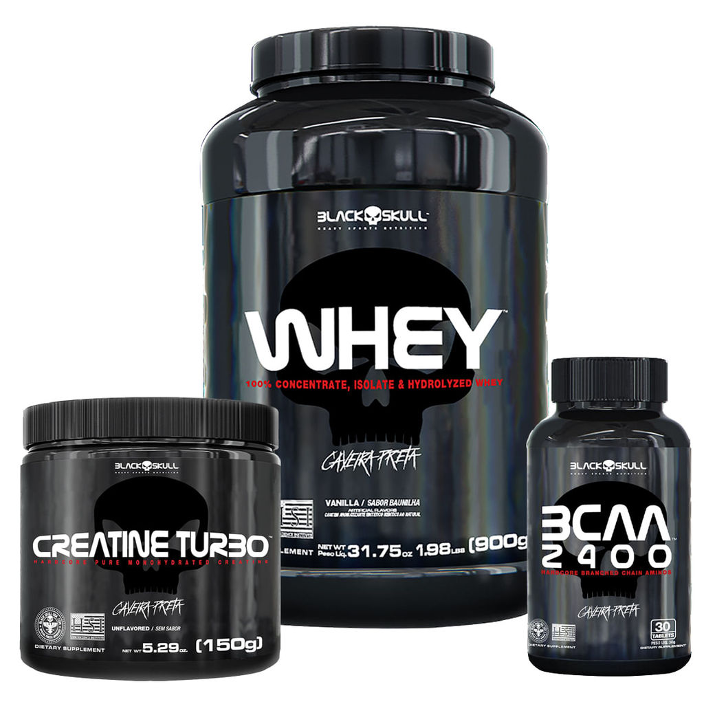 Kit Whey + BCAA + Creatina  - Black Skull