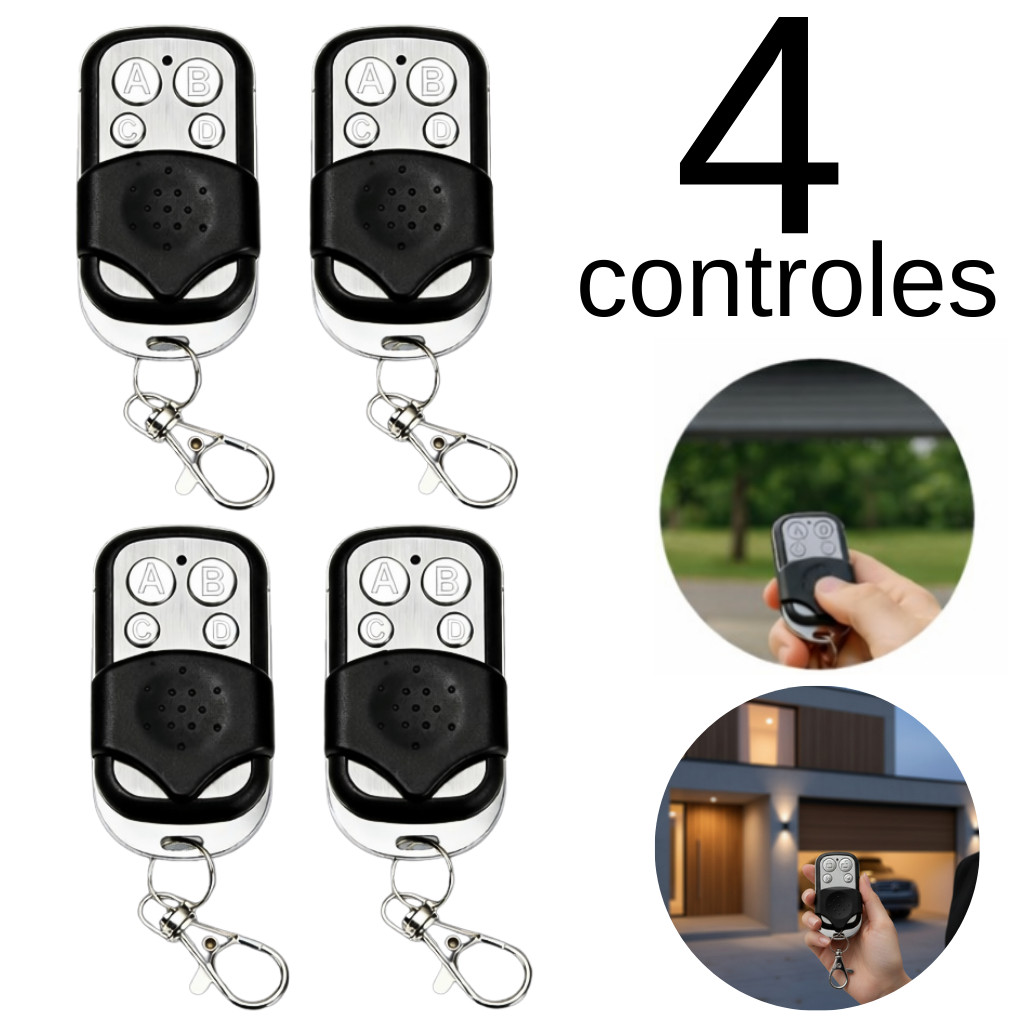 Controle Remoto Universal Portao Automático Garagem 433Mhz Elétrico Eletronico 4 Botões Residencial em Oferta na Shopee