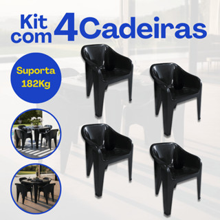 Kit Jogo Com 4 Cadeiras Poltronas Comfort Plástica Resistente Suporta Até 182Kg Buffet Festa Comércio em Oferta na Shopee