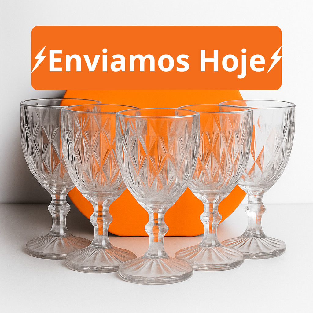 Jogo de Taça Diamante Copo Vidro Transparente Taças Abacaxi Gourmet Bico De Jaca 260ml 340ml