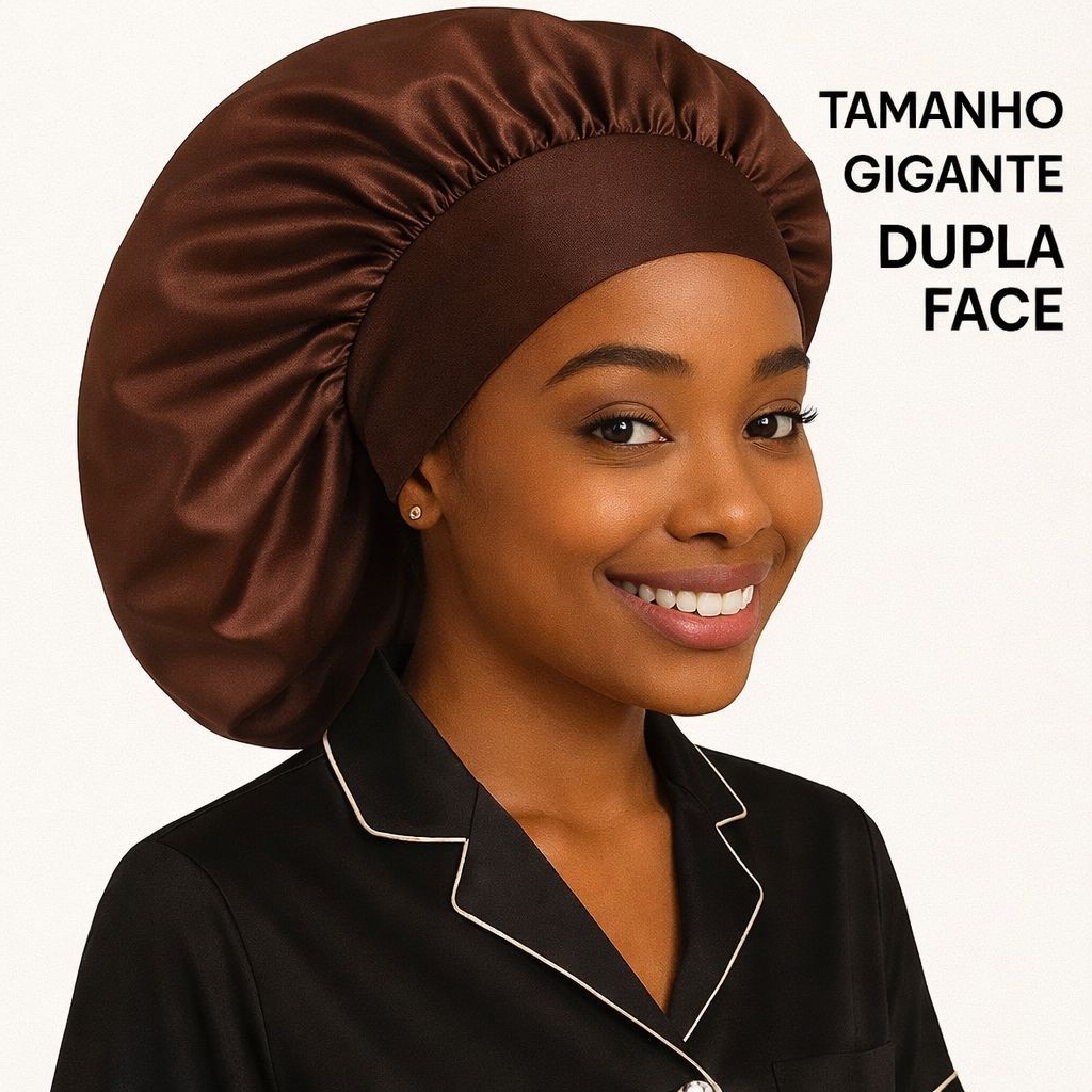 Touca de Cetim Dupla Face Grande Com Faixa Para Cabelos Longos Volumosos Ant Frizz