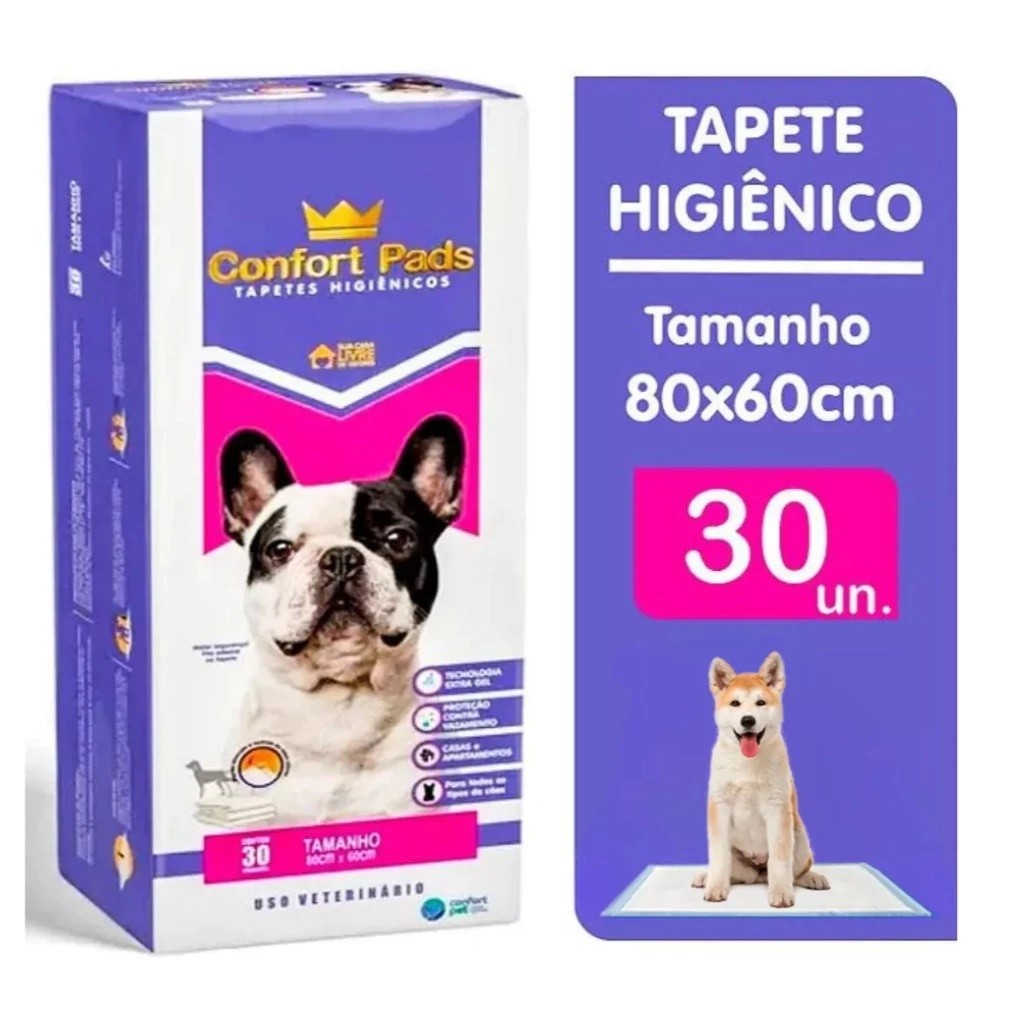 Tapete Higienico Confort Pads premiun grande xixi absorção 80x60cm Para Caes Cachorro e Gatos com 30-60-90-120