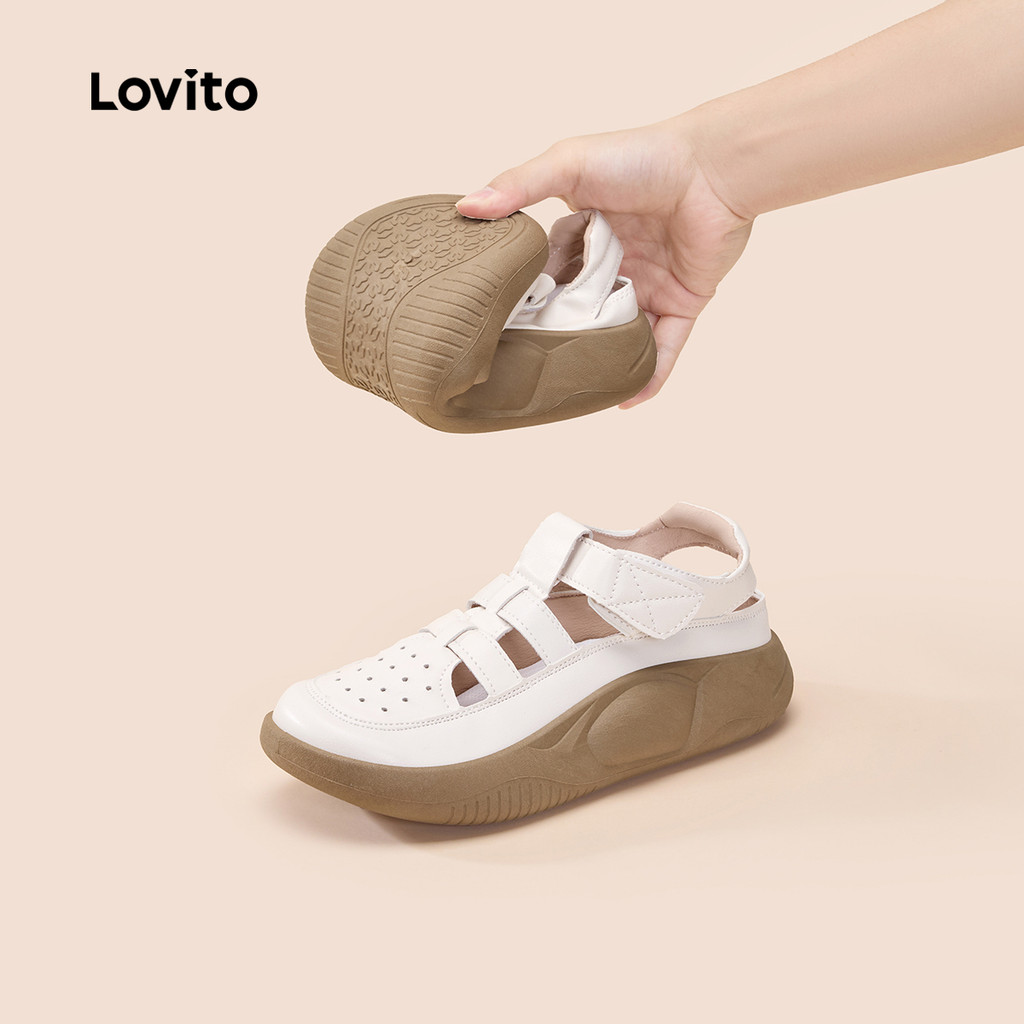 Lovito Mary Janes Retrô com Sola Espessa e Recortes Vazados – Respirável e Estiloso LFA62145 em Oferta na Shopee