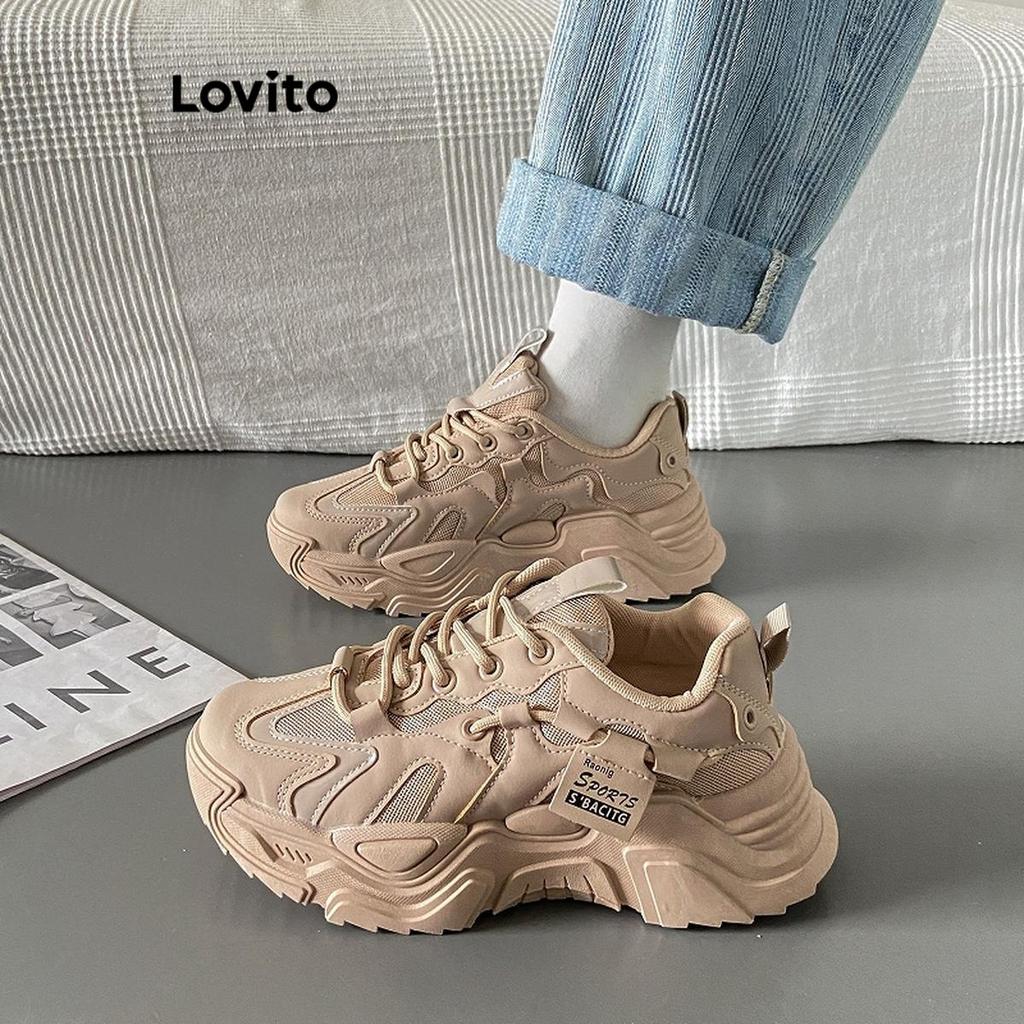 Lovito Casual Versão Coreana Versátil Sola Grossa Aumenta a Altura Confortável Respirável Tênis para Mulheres LFA62230 em Oferta na Shopee
