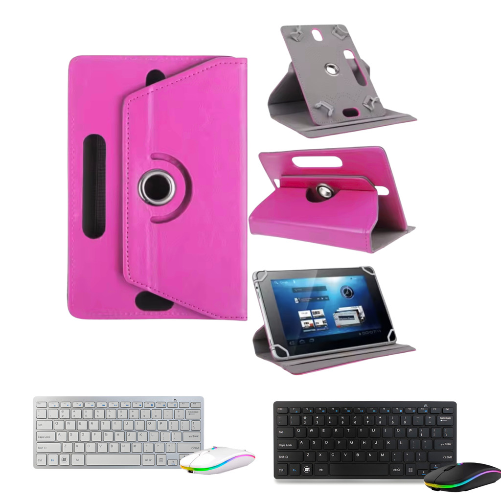 Capa universal Giratória  Para Dispositivos de 10 Polegadas + Teclado e Mouse Bluetooth