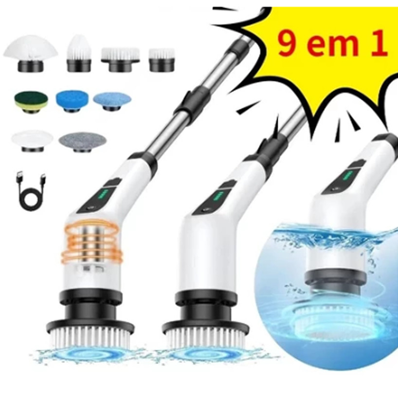 Esfregão Elétrico 9 Em 1 Sem fio Escova De Limpeza Pesada Multiuso 360 Recarregável Giratória