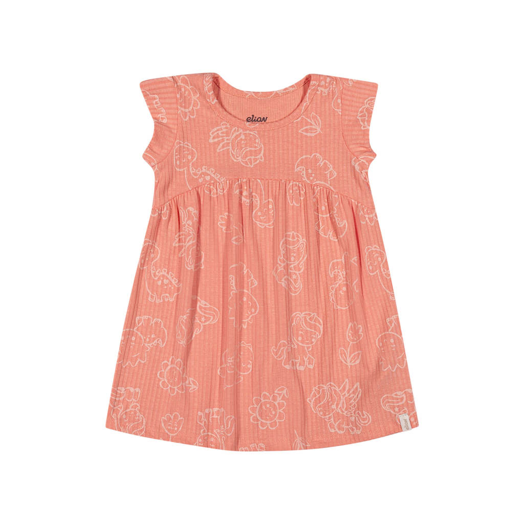 Vestido Curto Bebê Menina Dinos Elian Laranja
