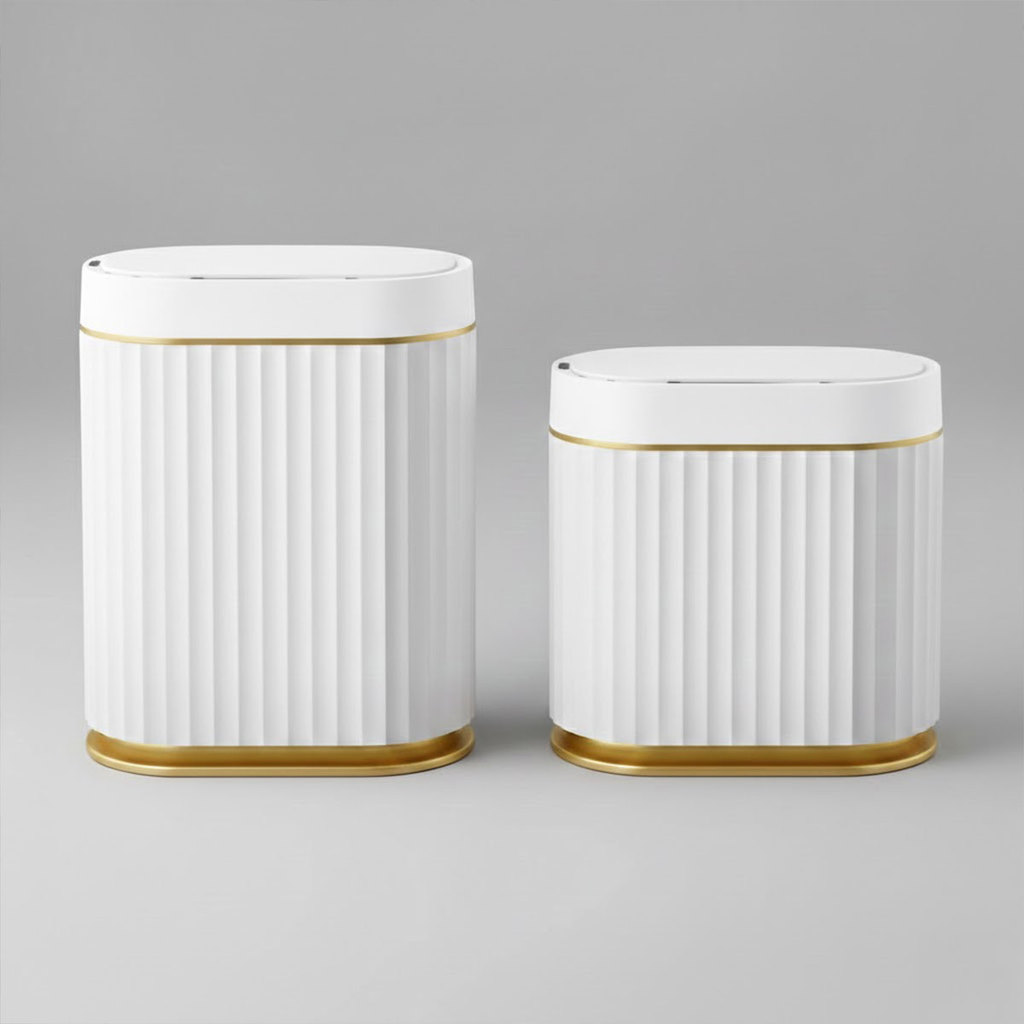 Lixeira Automática Sensor de Movimento Compacta Oval 5 e 7 Litros À Prova d`Água Pia Bancada Cozinha Banheiro Escritório em Oferta na Shopee