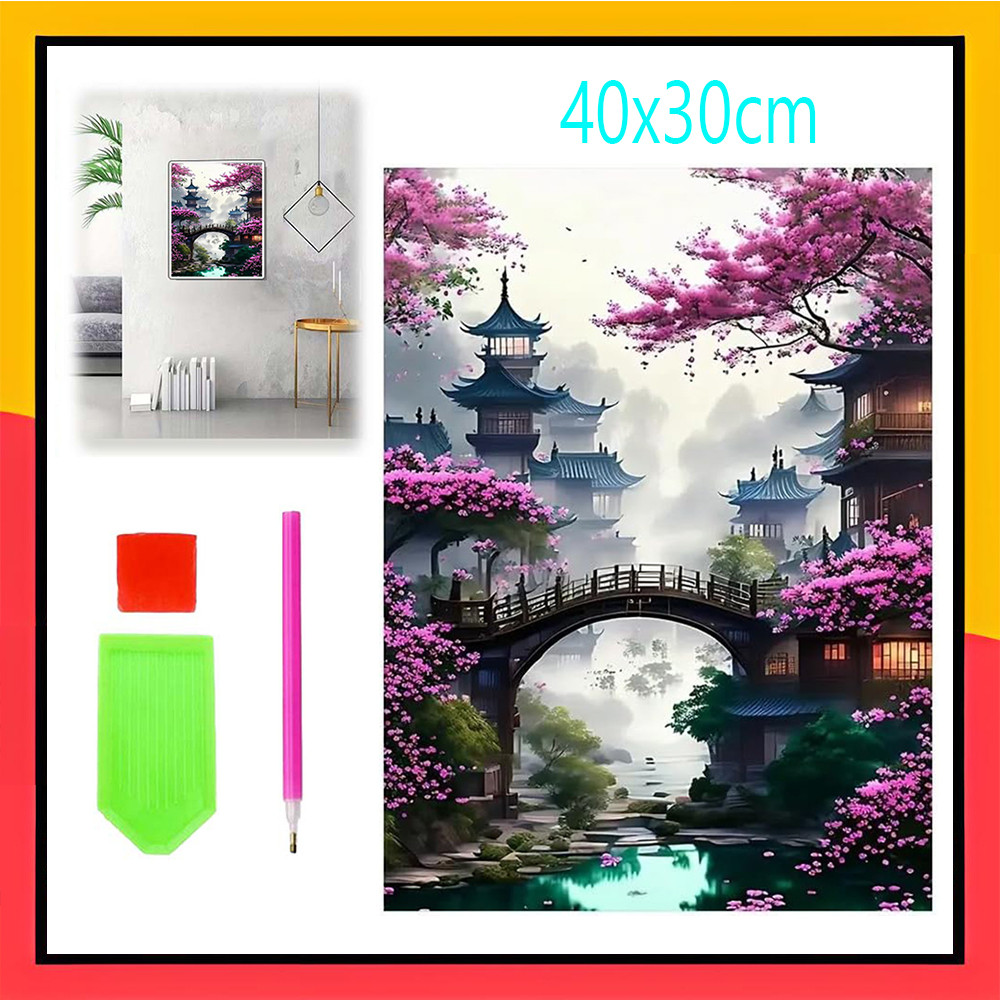 Kit de pintura diamante pintura arquitetônica antiga faça você mesmo pintura criativa