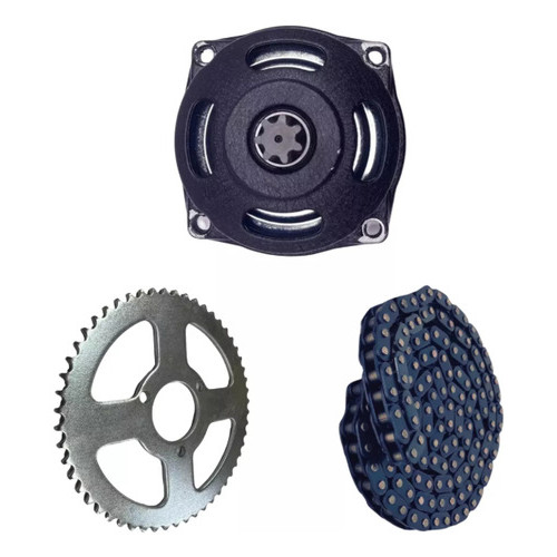 Kit Relação Corrente Grossa Campana Coroa Mini Moto 49cc 2 Tempo
