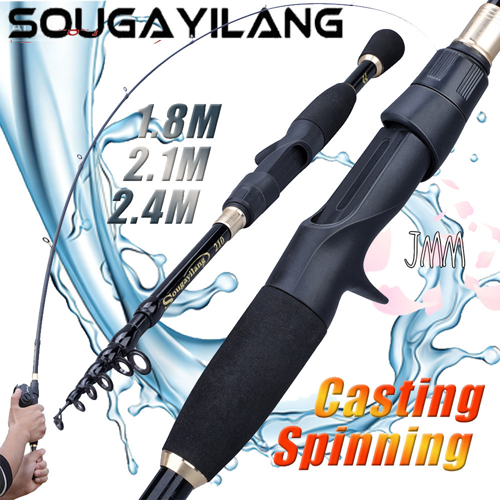 Sougayilang Vara De Pesca Telescópica Portátil De Fibra De Carbono 1.8-2.4m Fundição/Fiação Leve