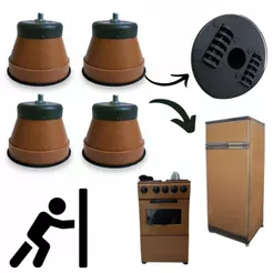 Kit 4 Pés Fogão Marrom Geladeira Freezer Rodinhas Universais Suporta 380kg Facilita Limpeza