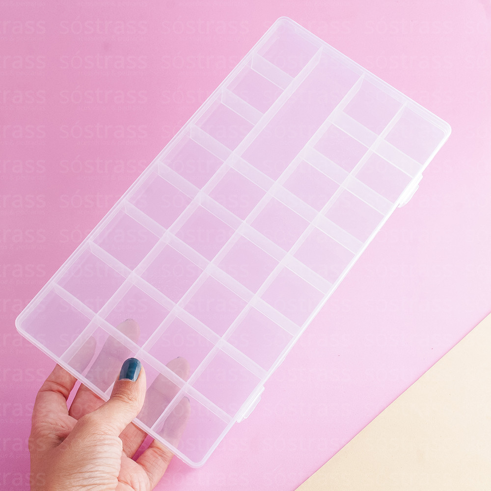 Caixa Organizadora 30 Divisórias 26x13x2.3cm Transparente — imagem 2 de 2