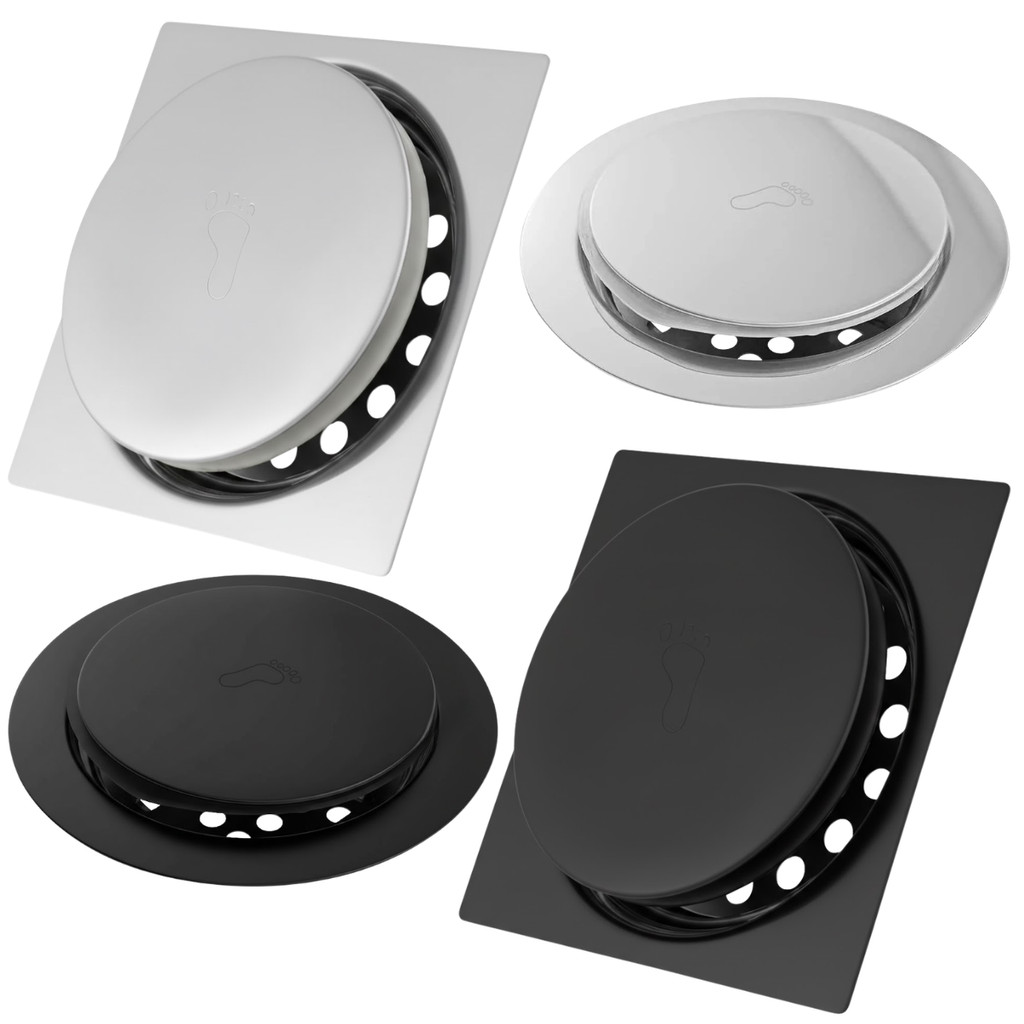 Ralo Click Inteligente em Metal Inox 10x10/15x15  Cromado Preto Piso Banheiro Quadrado Redondo em Oferta na Shopee