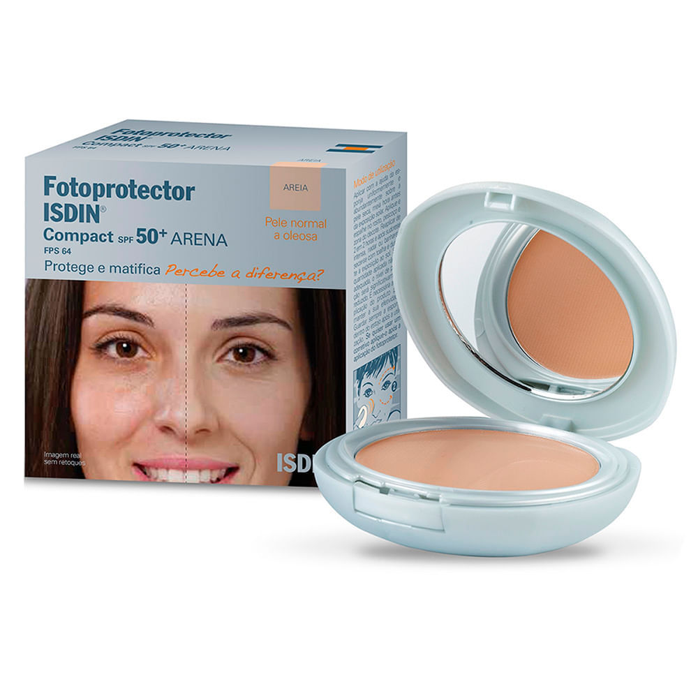 Protetor Solar Isdin Pele Normal a Oleosa FPS 50 Areia Pó Compacto com 10g em Oferta na Shopee
