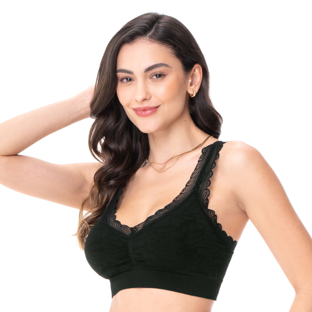 Imagem Top Jacquard com Renda e Bojo Removível sem Costura