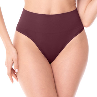 Calcinha Tanga Cós Alto Bordeaux sem Costura em Oferta na Shopee