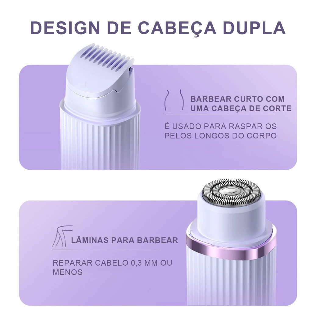 Depilador elétrico com navalha dupla cuidado e delicadeza com sua pele, Recarregável com Tecnologia avançada Indolor Nex — imagem 2 de 2