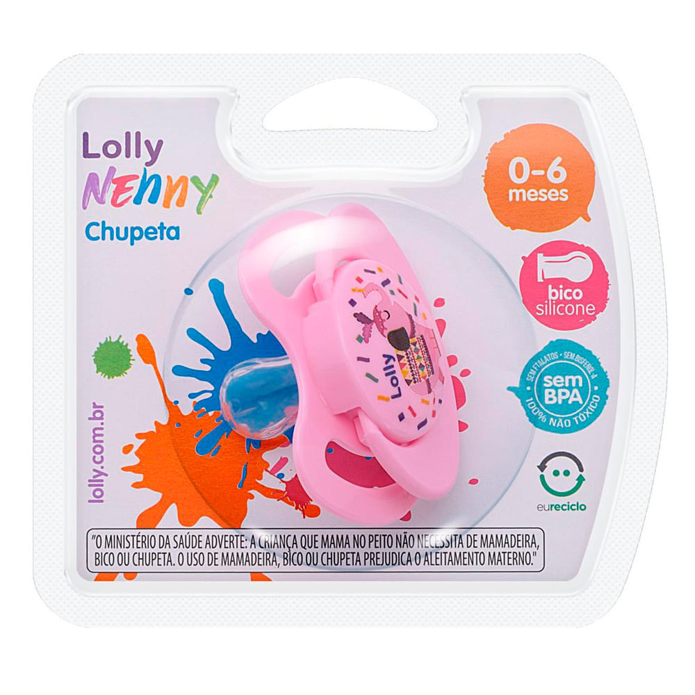 Chupeta Lolly Nenny Bico Silicone 0 a 6 Meses Rosa Estampas Sortidas 1 Unidade em Oferta na Shopee