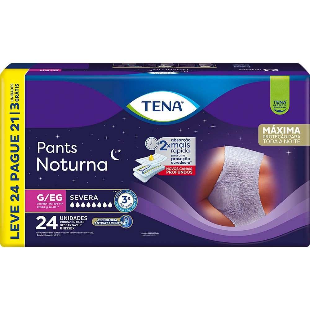 Roupa Íntima Tena Pants Noturna Tamanho G/EG Leve 24 Pague 21 Unidades Descartáveis
