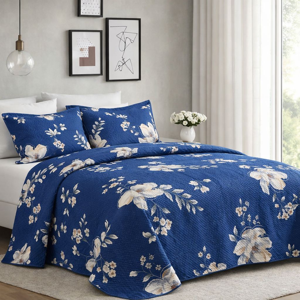 Kit Colcha Cobre Leito Estampado, Dupla Face, Double Soft, 3 peças, Matelado – (Casal, Queen ou King)