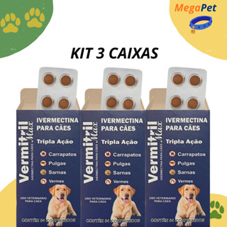 Vermitril Caes Anti Pulgas Carrapatos Vermes Sarnas  12mg 12 Comprimidos Trata até 60kg em Oferta na Shopee