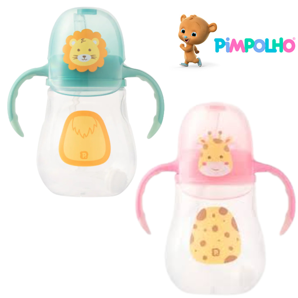 Copo de treinamento com Alça e Tampa Canudo com Válvula Anti Cólica Antivazamento 280 ml - Pimpolho em Oferta na Shopee
