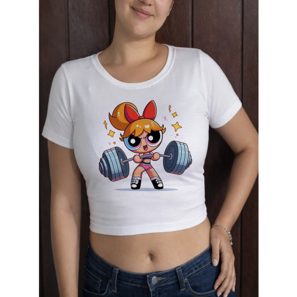 CROPPED FEMININO,TAMANHO UNICO,MENINAS SUPER PODEROSAS,FLORZINHA,FOTO REAL DO PRODUTO