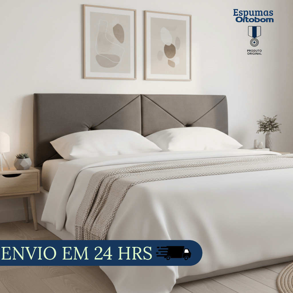 Cabeceira Estofada Premium Cama Casal / Queen Size / King | Modelo Aurora Luxo - Suede - Design Exclusivo para Cama Box
