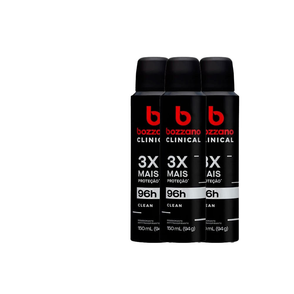 Kit Desodorante Aerosol Bozzano Clinical Clean 150ml - 3 unidades em Oferta na Shopee