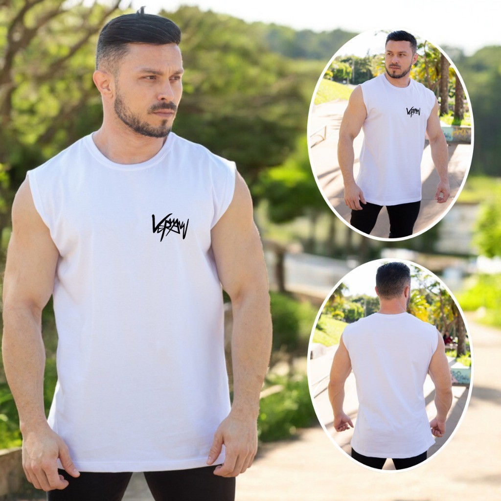 Regata Oversized Masculina Veraw Camiseta Longline Streetwear Algodão Estampa Casual Estiloso Look