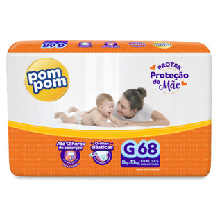 Fralda Descartável Pom Pom Protek Hiper G - 68 Unidades em Oferta na Shopee