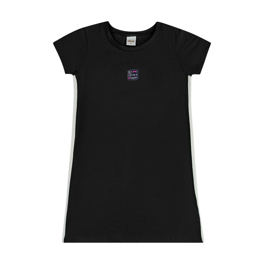 Vestido Reto Infantil Menina Meia Malha Elian Preto