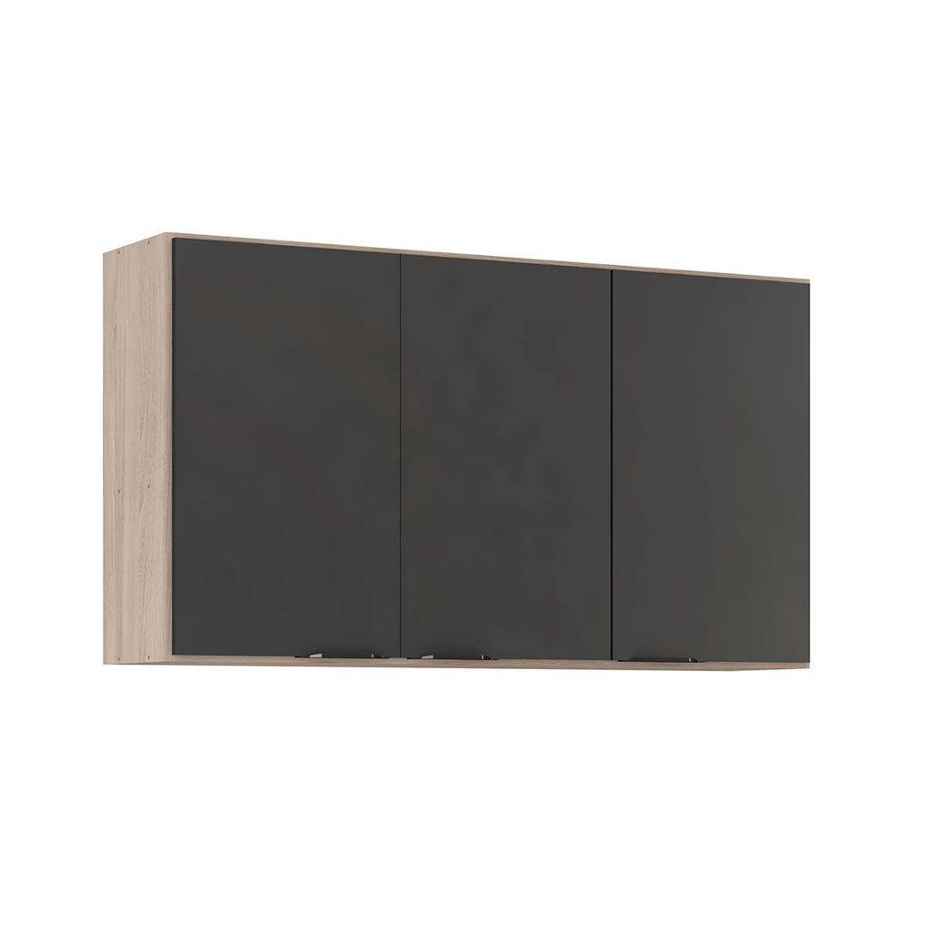 Armário Aéreo p/ Cozinha Firenze 3 Portas 120cm Avena/Grafito - Demóbile em Oferta na Shopee