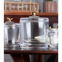 Pote Wolff Golden Bird de Cristal Ecológico com Tampa 10,5cm