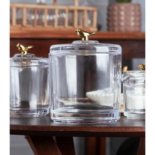 Pote Wolff Golden Bird de Cristal Ecológico com Tampa 10,5cm